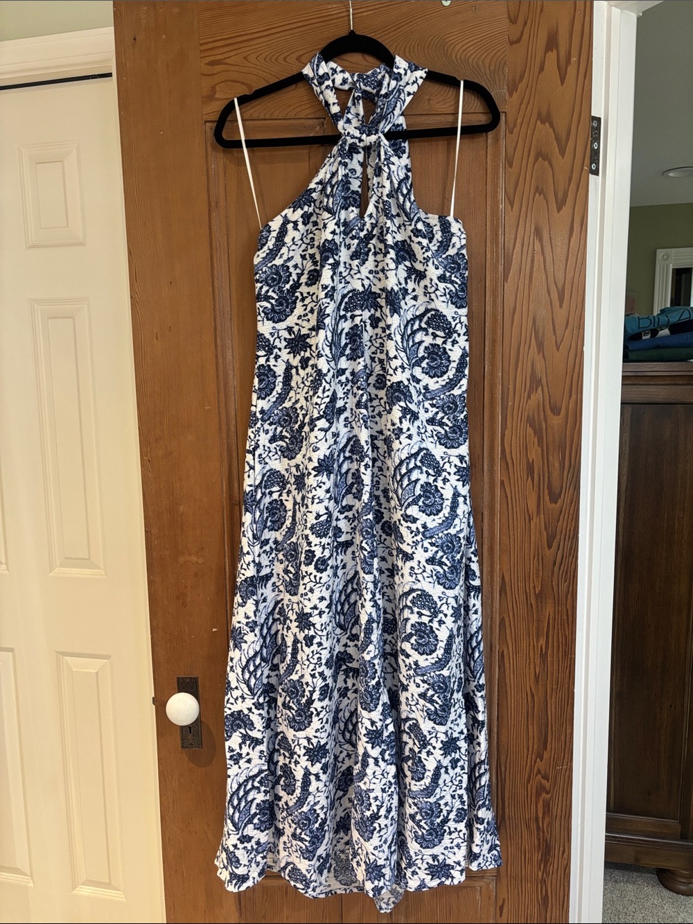 INC International Concepts Navy and White Halter Maxi Dress. Size 0X